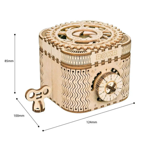3D Wooden Puzzle Mechanical Treasure Box For Adults With Password Lock Mind Blowing Brain Teaser Toy Educational Gift For Ages 14 Plus Birthday Fun Great Gift Idea For Puzzle Lovers, 124x100x85mm wooden box with lock