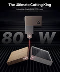 80W CO2 Laser Cutter With Intelligent Automation, Desktop Engraver cutting through wood and acrylic with precision.