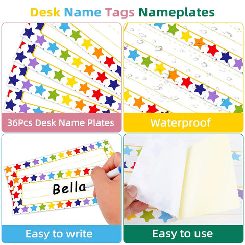 36 Pack Desk Name Plates For Students Classroom Name Tags Vinyl Desk Labels For Kindergarten And Elementary Back To School Decor Easy Peel And Stick Durable Classroom Supplies For Teachers