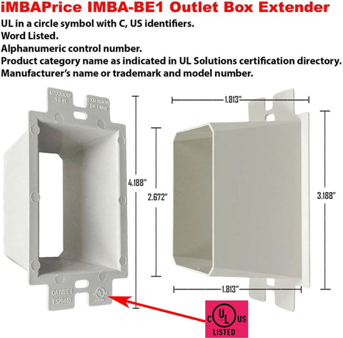 1-Gang Non-Metallic Electrical Outlet Box Extender For Power Receptacles And Switches UL Listed 5 Pack DIY Friendly Easy Install