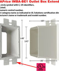 UL Listed 1-Gang Non-Metallic Outlet Box Extender Kit with dimensions and UL symbol, adds depth to wall boxes, 2 pack easy install.