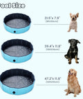 Foldable Dog Pool For No Fuss Setup And Quick Drain, Portable Heavy Duty Pet Bath Tub For Small Dogs And Cats in three sizes with dogs