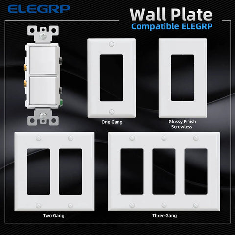 Dual Decorator Double Rocker Light Switch With Two Single Pole Paddles, 15A 120V In Wall On Off, Self Grounding, Wall Plate Included