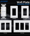 Decorator Double Rocker Light Switch With Two Single Pole Paddles 15A 120V In Wall On Off Self Grounding Includes Wall Plate UL Listed