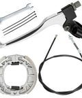 Beefed Up Heavy Duty Mini Bike Drum Brake Lever Kit With Cable And Shoes Replacement For Coleman CT200U parts displayed