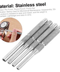 Pro Grade 4-Piece Pin Punch Set for Watch and Jewelry Repair, durable stainless steel tools, shown with watch repair detail