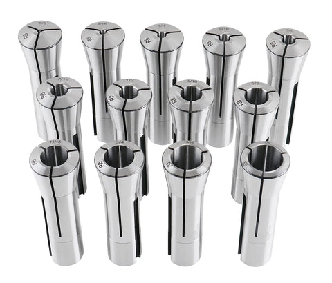 13 Piece R8 Collets Set, Precision Ground And Hardened, 1/8 To 7/8 Inch In 16ths, Concentricity Within 0.0005 Inch
