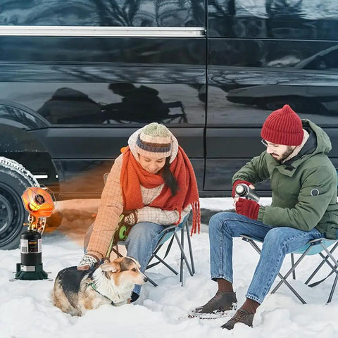 Portable Propane Heater 6200 BTU For Outdoor Use Camping And Patio USB Lighter Cylinder Stand Open Air Space Heater