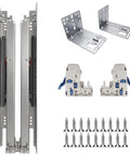 Smoove 21 Inch Undermount Drawer Slides Soft Close Heavy Duty Silent Glide For Kitchen Cabinet Reno showing slides, brackets, and screws.