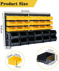 Wall Mounted Storage Bins 30 Compartment Tool Organizer Rack For Tools Hardware Crafts Office Supplies And More Black And Yellow Grab And Go Easy Access Plastic Containers with dimensions