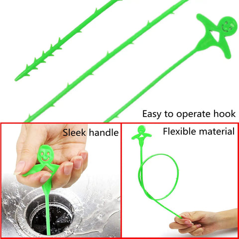 Flexible 3D Drain Snake With Soft Barbed Wand For Hair And Debris Removal In Kitchen Sink, Shower, And Bath Drains, 20 Inch And 25 Inch