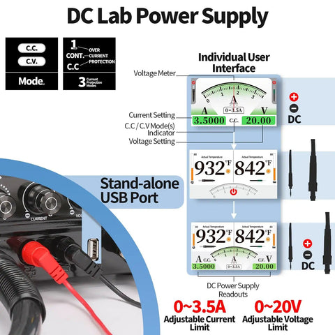 All In One Micro Soldering Station With 1000W BGA Hot Air Gun And 0 To 20V 0 To 3.5A Lab DC Power Supply Soldering Iron details