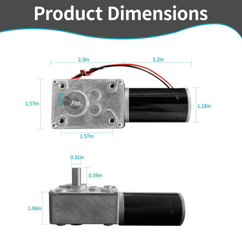Product dimensions of Self Locking Worm Gear Motor 24V 200 RPM 4 5 Kg cm High Torque Geared Motor With 8mm Single Shaft.