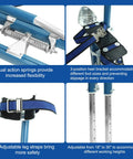 Close-up of 18 To 30 Inch Adjustable Drywall Stilts Durable Professional Grade Lightweight Aluminum Tool Stilt features and adjustments