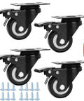 Built Tough 2 Inch Caster Wheels Set Of 4 Locking Swivel Casters With Brake Double Ball Bearing Heavy Duty Non Marking for easy installation.
