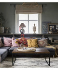 Living room with Eight Pack Iron L Shaped Curtain Brackets With Wingnuts Adjustable Wall Mounts above window, cozy decor.