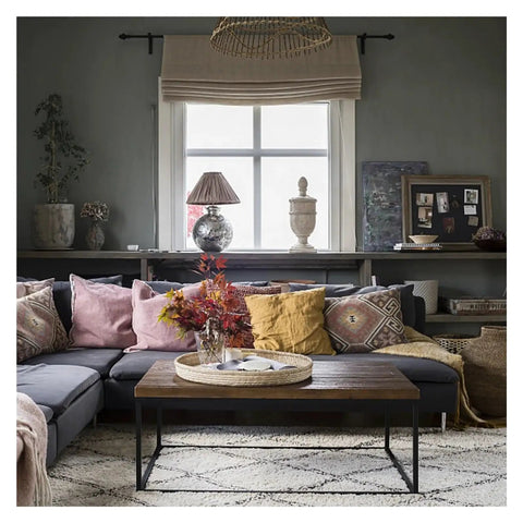 Living room with Eight Pack Iron L Shaped Curtain Brackets With Wingnuts Adjustable Wall Mounts above window, cozy decor.
