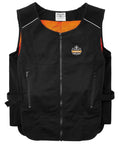Cooling Vest With Four Ice Packs, Ultra Lightweight, Fast Recharge Cooling, Black, Small Medium, front view showing pockets