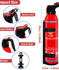 6 Pack Dry Chemical Fire Extinguishers With Mounting Brackets for Home Kitchen Car Boat RV and Business. Portable safety device shown with secure lock, pressure button, and bracket.
