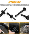 82Pcs Plastic Rivet Gun Set With Fastener Remover shown with application for car door and interior clips removal