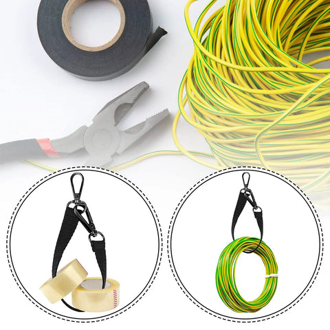 Electrical Tape Holder Belt Strap With Snap Hooks And Pouch Rotating Buckles for electricians and carpenters, black
