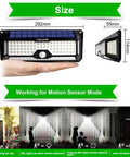 Crazy Bright Solar Outdoor Flood Lights With 268 LEDs, 4000 Lumens, Motion Sensor Security Lights shown with size dimensions