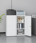 Heavy Duty Metal Storage Cabinet With Lock, 3 Adjustable Shelves, Single Door Steel Locker For Home Office And Garage, White Finish, secure storage