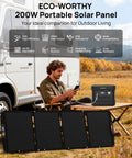 Portable 200W Foldable Solar Panel With Adjustable Kickstand For Power Stations And Off Grid RV Camping in a field setup