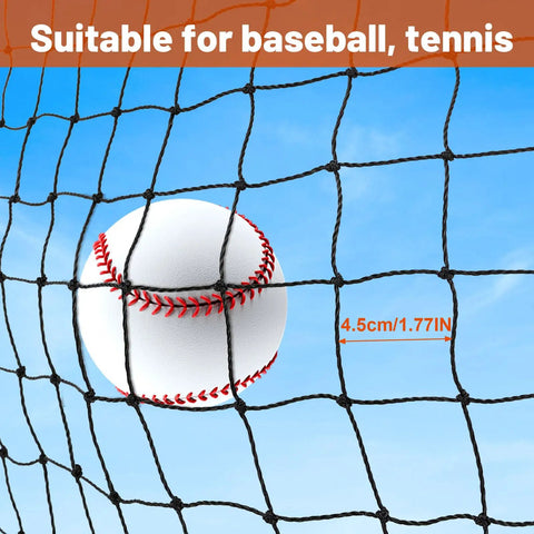 Baseball caught in Batting Cage Net 10x10x35 Ft Heavy Duty Enclosed Net With Door Only Net No Poles Or Frame Backyard Softball