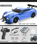 Beast Speed 1 16 Scale RC Drift Car 4WD Remote Control Racer with LED Lights, blue body, rubber tires and accessories