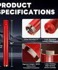 2 Inch Wet Core Drill Bit With High Density Diamond And Precision Welded Segments, Fourteen Inch Depth, One And One Quarter Inch To Seven Thread