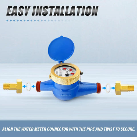 Brass Water Meter Coupling 2 Pack 3/4 Inch NPT Male To 1 Inch BSP Female Adapter Pipe Fitting With Seal Washer installation