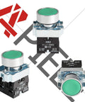 Two Pack 22mm Momentary Push Button Switch Red And Green 1NO 1NC Metal Head XB2-11BN-G&R SPST 660V 10A Nylon Body Momentary Operation For Control Panels And Machinery