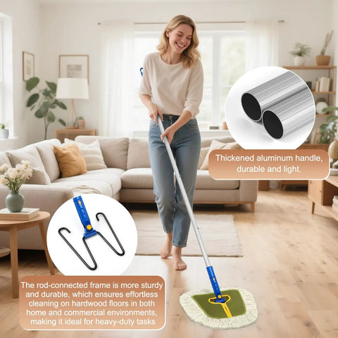 Wicked Large 15 Inch 100 Percent Cotton Wedge Dust Mop Head Replacement with thick aluminum handle for easy cleaning.