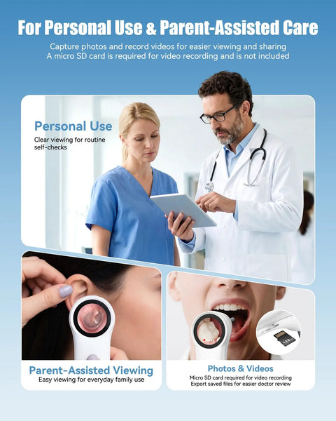 1080P Ear Camera With Light For Easy Home Checks Otoscope For Adults And Kids 1.21 Inch IPS Screen With Four Adjustable LEDs Real Time Preview Without Phone Ear Wax Removal Tool For Clear Visibility, used by doctor and family
