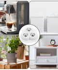 Eight Pack Heavy Duty Appliance Sliders With Super Grip Adhesive Tape For Kitchen Countertops Coffee Maker Blender Oven Glide Smooth As Butter Zero Hassle Setup White with coffee machine, bins, and potted plant.