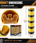 Heavy Duty Forklift Column Protectors Built Tough For Rough Warehouses, PVC guard dimensions 60cm by 12cm fitting 80-100mm posts.