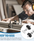 Top Shelf M6 X 40mm T Track Bolts And Six Way Knobs, 10 Piece 304 Stainless Steel Hardware Pack For Woodworking Jigs, with smooth grips and in use during assembly.
