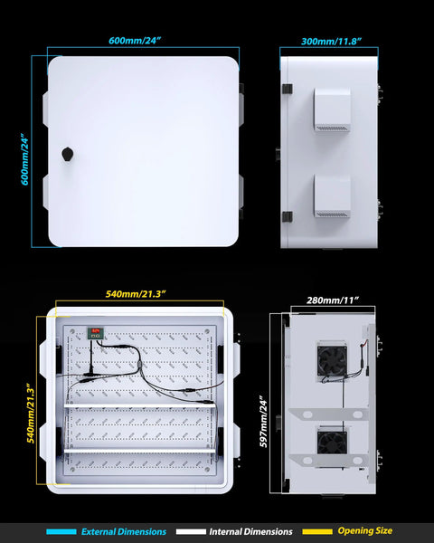 Top view of Heavy-Duty 24 X 24 X 12 Inch Galvanized Steel Electrical Junction Box Built Damn Tough with cooling fans and dimensions.
