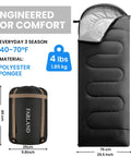 3-4 Season Sleeping Bag For Adults And Kids, Lightweight Camping Gear With Compression Sack, 87 X 29.5 Inches, 32F Temperature Rating