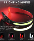 Rechargeable Led Headlamp With 230 Degree Wide Beam And Four Light Modes For Camping Running Hiking Hard Hat Use Waterproof