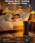 Indoor Space Heater 1500W Portable With Remote And Thermostat, right side view next to bed showing quiet operation in bedroom