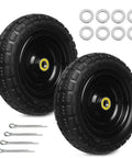 13 Inch Flat Free Tire Set 4.00-6 With Puncture Resistant Polyurethane Foam And 5/8 Inch Bearings 2.17 Inch Offset Hub for carts