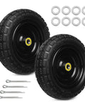 Flat Free 10 Inch Solid Rubber Wheel Set For Garden Carts And Hand Trucks, Puncture-Resistant Foam Tires In 4.10 By 3.50-4, Two Pack