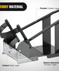 Close-up of Heavy Duty Motorcycle Wheel Chock With 1800 Lbs Capacity Front Wheel Stand, showcasing durable steel and rust-resistant finish.