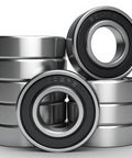 Go-To Budget-Friendly 10 Pack 6002-2RS Double Rubber Sealed Deep Groove Ball Bearings 15x32x9mm stacked close-up view