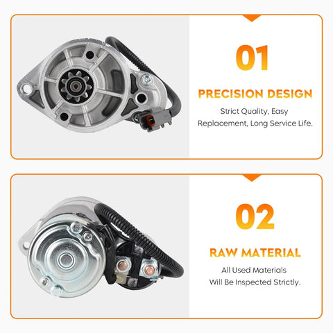 Starter Motor Replacement For Frontier And Xterra 3 3L V6 1999 2000 2001 233004S100 233004S102 M0T60185 M0T60186 M0T60187 Cranks Like A Champ And Starts Smooth Every Time Easy Install Durable Auto Part, front and side view
