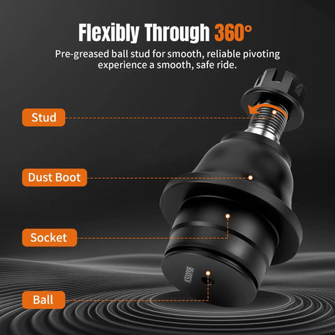 Front Lower Ball Joint Kit Two-Piece Beefed-Up For Ford F-150 2009-2014, Expedition 2007-2017, Lincoln Navigator 2007-2017 Premium Forged Steel Suspension Ball Joints Built Tough For Smooth Handling And Lasting Ride; 360° stud detail