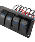 Beefy 12 To 24V Illuminated Rocker Switch Panel For Boats Cars And Marine Use Aluminum Pre Wired Dash Mount with 4 Gang Toggle Switches