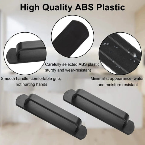 Stick On Adhesive Pull Handles 4 Pack 140mm Black Plastic Peel And Stick Multipurpose Grips For Cabinets Doors Wardrobes Closets Barn Doors Easy Install Durable ABS, black ABS pull handles